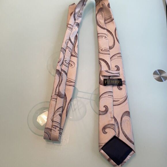 Ferre massimo tie hand made beige brown paisley - Picture 4 of 4